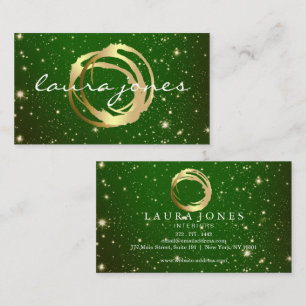 Tarjeta De Visita Diseñador de Círculo Pintado en Oro Falso