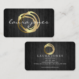 Tarjeta De Visita Diseñador de Círculo Pintado en Oro Falso