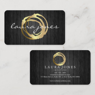 Tarjeta De Visita Diseñador de Círculo Pintado en Oro Falso