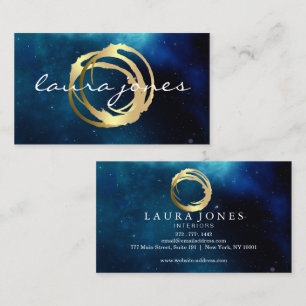 Tarjeta De Visita Diseñador de Círculo Pintado en Oro Falso