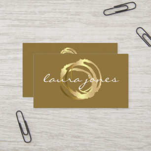 Tarjeta De Visita Diseñador de Círculo Pintado en Oro Falso