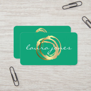 Tarjeta De Visita Diseñador de Círculo Pintado en Oro Falso