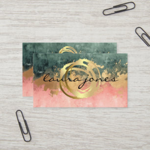 Tarjeta De Visita Diseñador de Círculo Pintado en Oro Falso