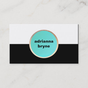 Tarjeta De Visita Diseñador de Círculo Turquesa Negra y Blanco