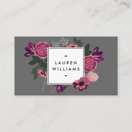 Tarjeta De Visita Diseñador de colores grises con motivos florales m