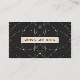 Tarjeta De Visita Diseñador de estilo vanguardista negro de oro