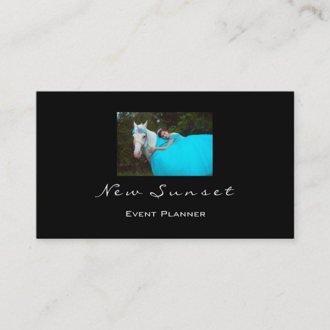 Tarjeta De Visita Diseñador de eventos fotográficos Black White Eleg (Anverso)