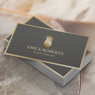 Tarjeta De Visita Diseñador de eventos Pineapple Relieve metalizado