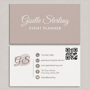 Tarjeta De Visita Diseñador de eventos Rubor Mauve Modern Elegant QR