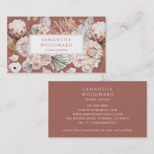Tarjeta De Visita Diseñador de Floral de acuarela Terracotta Boho