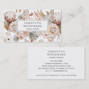 Tarjeta De Visita Diseñador de flores silvestres Boho Watercolor