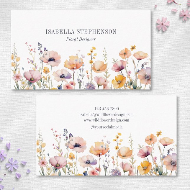 Tarjeta De Visita Diseñador de floristería de flores silvestres Boho (Subido por el creador)