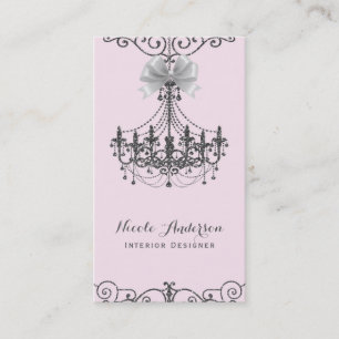 Tarjeta De Visita Diseñador de Glam Vintage Rubor Pink Silver White