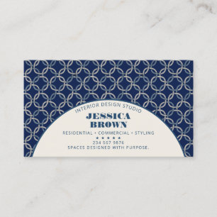 Tarjeta De Visita Diseñador de interiores Azul marino Geométrico Mod