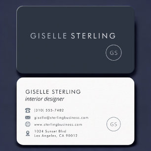 Tarjeta De Visita Diseñador de Interiores Azul Marino Profesional
