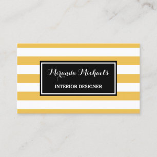 Tarjeta De Visita Diseñador de Interiores con Franja Amarilla