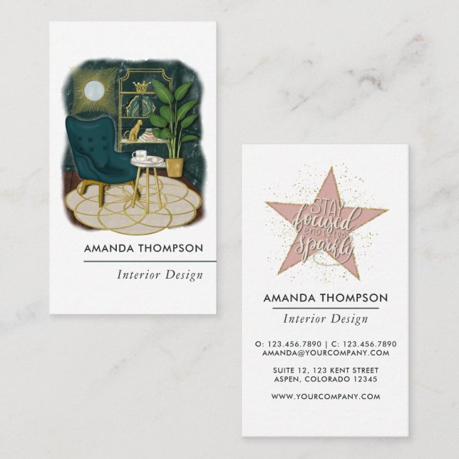 Tarjeta De Visita Diseñador de interiores con mentalidad de millonar (Anverso / Reverso)
