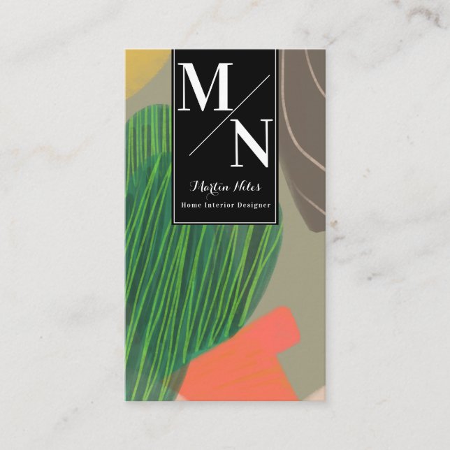 Tarjeta De Visita Diseñador de interiores de Cactus orgánicos (Anverso)