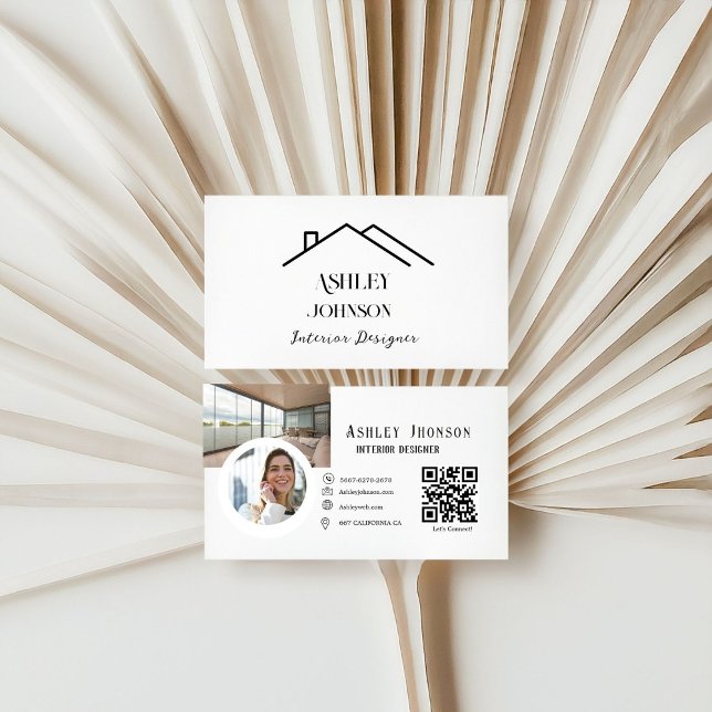 Tarjeta De Visita Diseñador de interiores de caligrafía moderna (Subido por el creador)