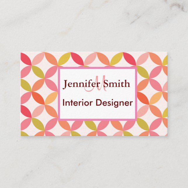 Tarjeta De Visita Diseñador de interiores de círculos modernos de me (Anverso)