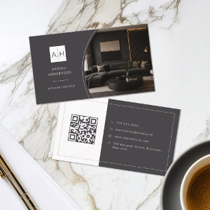 Tarjeta De Visita Diseñador de interiores de código QR de foto de lu