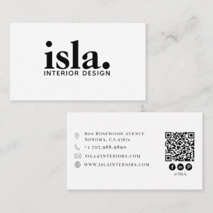 Tarjeta De Visita Diseñador de interiores de código QR minimalista m