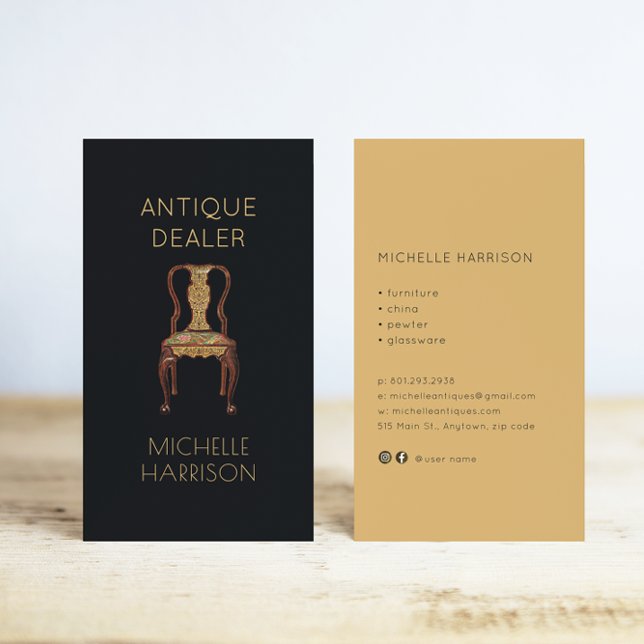 Tarjeta De Visita Diseñador de interiores de concesionario de antigü (Subido por el creador)