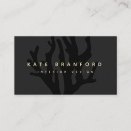 Tarjeta De Visita Diseñador de interiores de coral de moda negra en