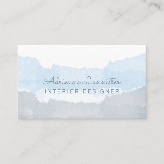 Tarjeta De Visita Diseñador de interiores de gris azul abstracto (Anverso)
