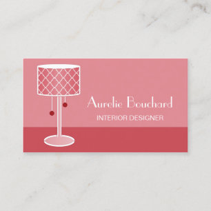 Tarjeta De Visita Diseñador de interiores de lámpara rosa
