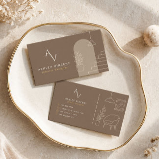 Tarjeta De Visita Diseñador de interiores de lujo Taupe