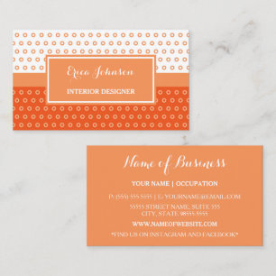 Tarjeta De Visita Diseñador de interiores de naranja y lunares blanc