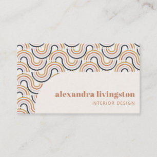 Tarjeta De Visita Diseñador de interiores de onda retro boho creativ