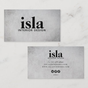 Tarjeta De Visita Diseñador de interiores de textura gris suave