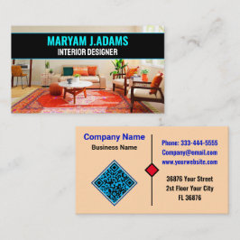 Tarjeta De Visita Diseñador de Interiores Elegante (Puesta en Escena
