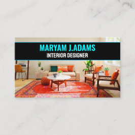 Tarjeta De Visita Diseñador de Interiores Elegante (Puesta en Escena