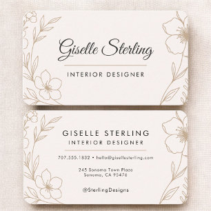 Tarjeta De Visita Diseñador de interiores floral