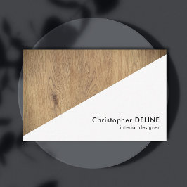 Tarjeta De Visita Diseñador de interiores geométricos de madera blan