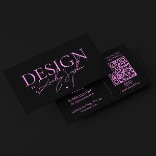 Tarjeta De Visita Diseñador de interiores minimalista negro púrpura
