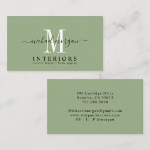 Tarjeta De Visita Diseñador de interiores moderno simple letra scrip