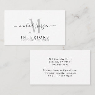 Tarjeta De Visita Diseñador de interiores moderno simple letra scrip