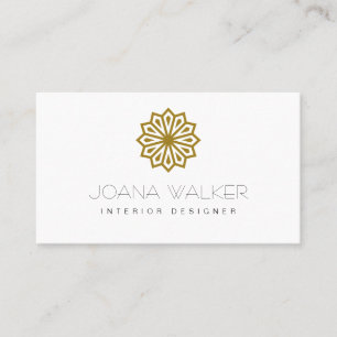 Tarjeta De Visita Diseñador de interiores oriental mostaza moderno