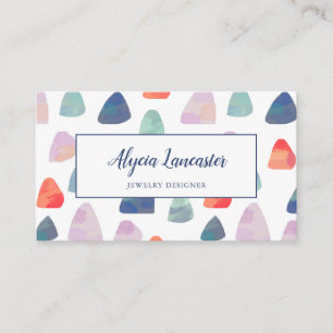 Tarjeta De Visita Diseñador de joyas azules y corales color agua