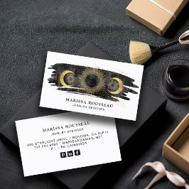 Tarjeta De Visita Diseñador de joyas blancas y doradas Sun Moon Star
