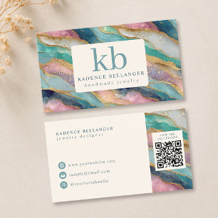 Tarjeta De Visita Diseñador de Joyas con Monograma de Patrón de Geod