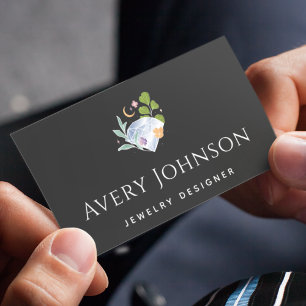 Tarjeta De Visita Diseñador de Joyas de Cristal de Diamante Elegante