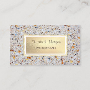 Tarjeta De Visita Diseñador de Joyas de Mármol Elegante, Piedra con