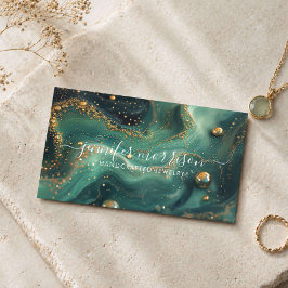 Tarjeta De Visita Diseñador de Joyas de Oro Malaquita Esmeralda