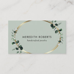 Tarjeta De Visita Diseñador de joyas de salvia metálica Eucalyptus G