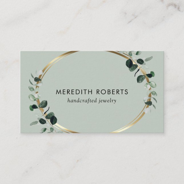 Tarjeta De Visita Diseñador de joyas de salvia metálica Eucalyptus G (Anverso)